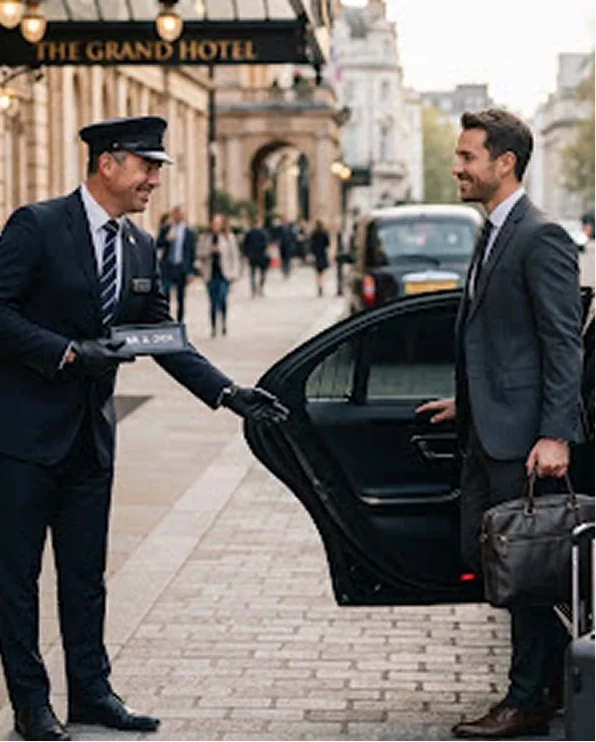 Chauffeur greeting client